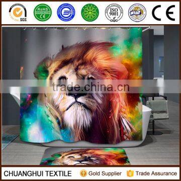 180cm*180cm 3D printing king of all animals lion shower curtain