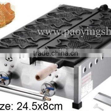 (3 in 1) 6pcs Fish Waffle Commercial Use Non-stick LPG Gas 24.5cm Taiyaki Baker + Batter Dispenser + Stuffing Scoop