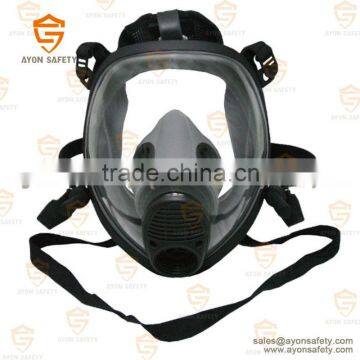 Spherical full face gas mask with single/double connector with anti fog lens for military using-Ayonsafety