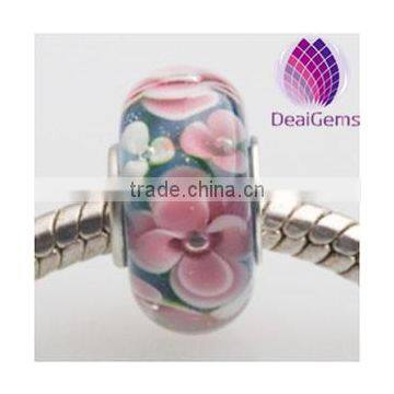 DIY fashion Murano flower lampwork big hole Glass Beads