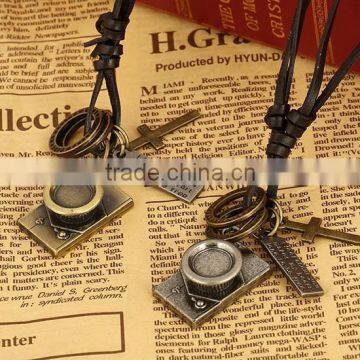 N0013 Retro Camera mens leather necklace fashionable design necklace