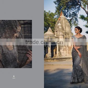 Grey Fancy Net Designer Saree