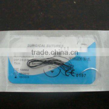 surgical braided black silk suture with needle