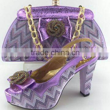 African women shoes and bag stone design high heel shoes and bag set to match