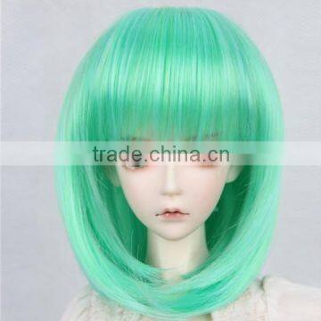 wholesale price shoulder-length straight blue-green doll wig