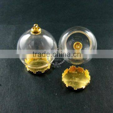 30mm ball 20mm open raw brass bail glass vial pendant wish bottle bulb dome charm DIY supplies 1850182