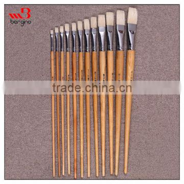 12 pieces hog bristle artist brushes set -long handle