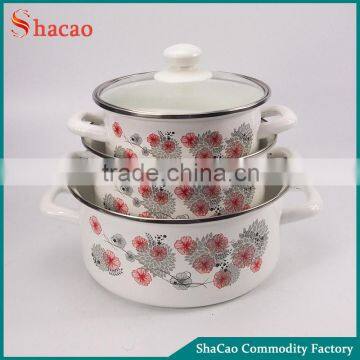 6 pcs flower printing enamel cookware set with decoration