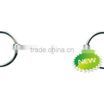 Black steel horse ring snaffle of jointed mouth with stainless steel and copper elliptical rollers(Type-027)