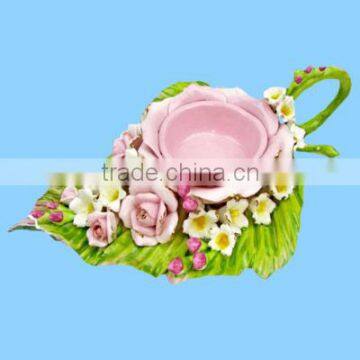 Rose ceramic sauce bowl cup plate tea light candle holders wholesale