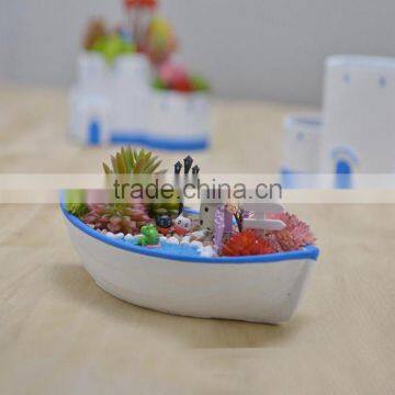 Romantic love sea ship shape succulents cement flower pots