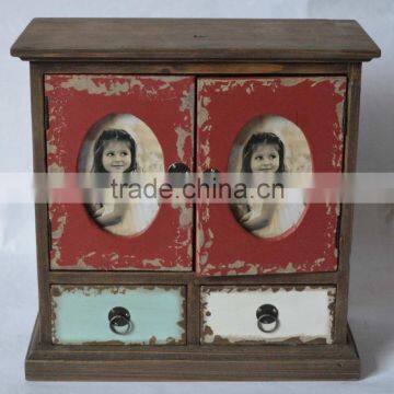 Antique wooden case with photo openings
