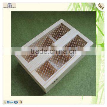 Small Handles Screen Window Design Stand Wooden Box