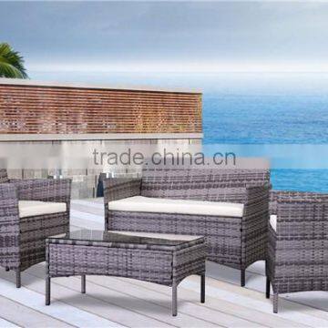 Modern 4 piece conversation mixed gray wicker garden sofa set