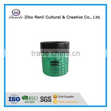 Green Glass Candle Holder With Lid Candle Jars Oil Lamp photo-4