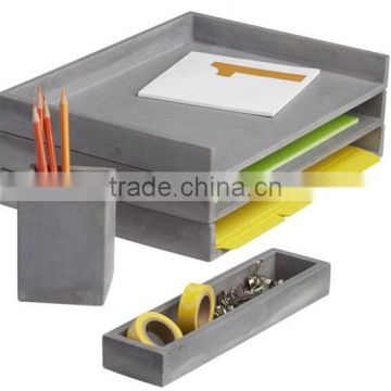 Cement desk accessories Letter tray , pencil cup and catchall for office supplies