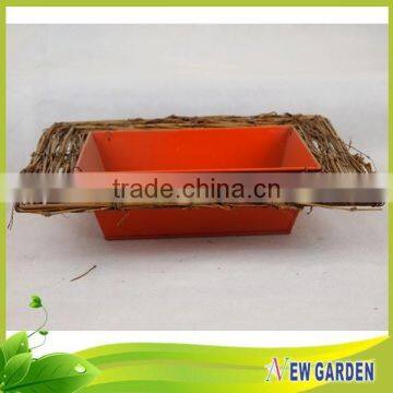 Cheap Handmade Large Different Shapes Metal Pot / Straw Basket