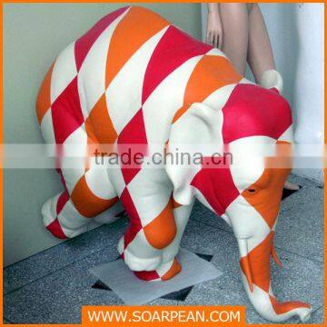 Customized Colorful Fiberglass Cartoon Elephant Statue