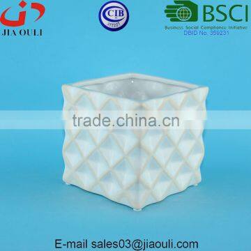 Dimple With Whitewash Design Cheap Square Ceramic Flower Pots and Planters photo-2
