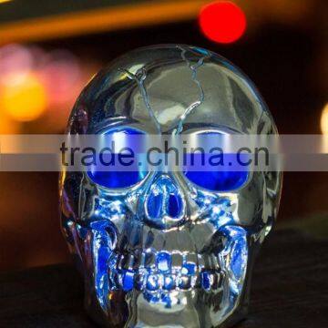 Silver Plastic Halloween Skull Head With LED Light photo-2