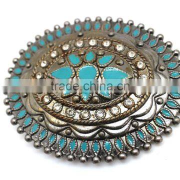 Antique Looking Fashion Hot Sale Embellished Buckle for Belts, Zinc Alloy Material Buckle With Paint Injection and Rhinestones photo-4