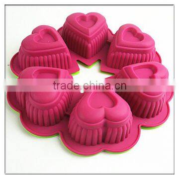 11052 Six Holes Heart Shaped Cake Mould Silicone Mould