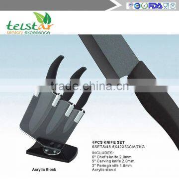 Black Blade Ceramic Knife Set With Block photo-3
