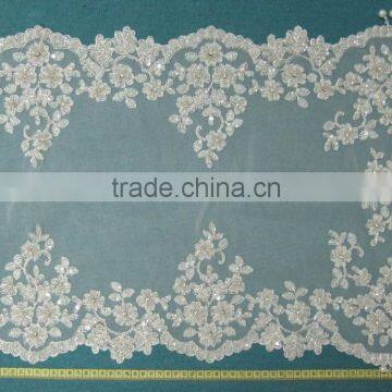 Newest beaded tulle mesh embroidered lace tablecloth for wedding