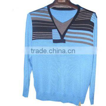 High Quality Long Sleeve 100% Merio Wool Latest Sweater Designs For Men(BKNM022)