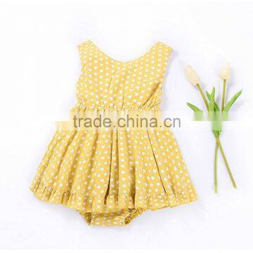 2017 New Design Hot Sale Summer Dress 2017 Wholesale Cotton Clothing Boutique Custom Kids Sleeveless Baby Little Girl Gold Dress photo-2