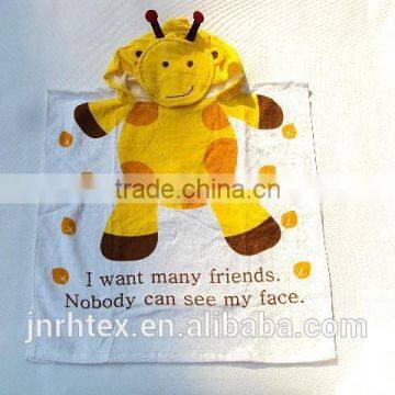 Eco-friendly Custom 100 Cotton Velour Printed Kids Hooded Poncho Towel , Beach Towel Poncho photo-3