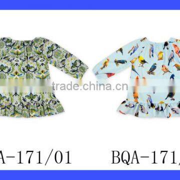 2017 Newest Design Children Clothes Floral Printed Ruffle Flouncing Bottom Long Sleeve Punjabi Baby Girls Dress photo-6