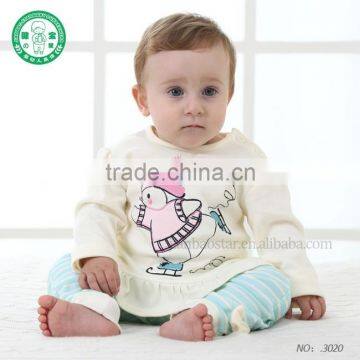 Eco friendly combed cotton long sleeve high quality cute children clothing set baby clothes for baby girl