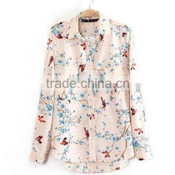 Fashion Ladies Blouse,bird Printing Woman Shirt/women Colthing Long Sleeve photo-4