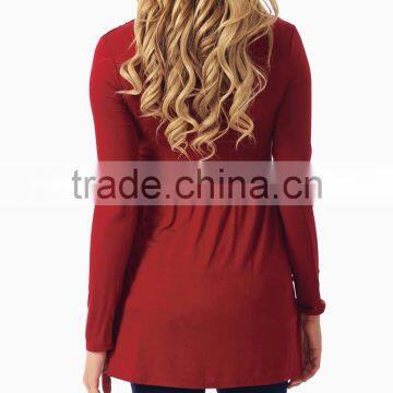 RED LONG SLEEVE MATERNITY/NURSING TOP photo-3