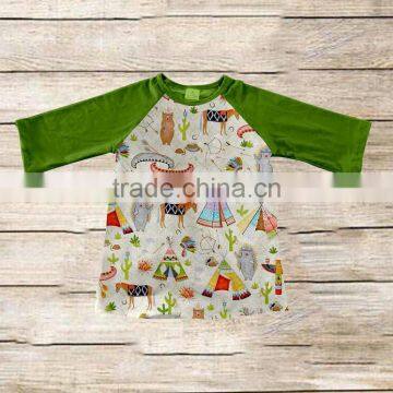 Fancy baby 3/4 sleeve top kids wear boutique clothing baby girls raglan icing shirt