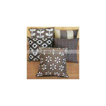 AAssortment of Decorative Cushion Covers Embroidered Brown