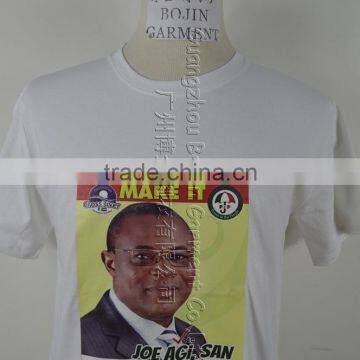 100% Polyester Customized Promotional Cheap Election T-Shirts/white