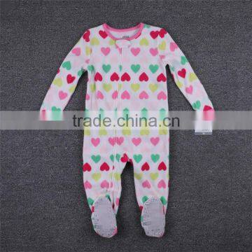 Wholesale baby pajama 100% cotton footed design baby rompers for girl clothing