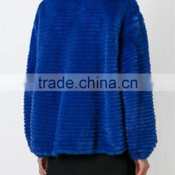 Shandao OEM Custom Long Sleeve Fashional Women Warm Blue Mink Coat photo-4