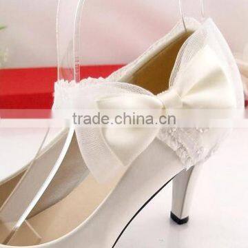 Fashionable Lace and Bow Tie For Shoe Heel Shoes Ornament With Metal Clip Shoe Charms photo-2
