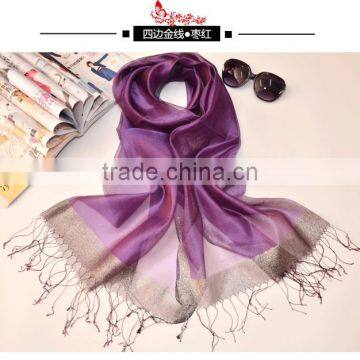 2017 Latest Fashion Organza Scarves Two Layer Silk Scarf Best Selling for Ladies Silk Scarf Hijab Caps photo-3