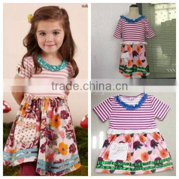 adorable stripe print casual boutique girls dress