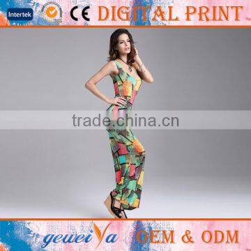 High Quality OEM Custom Lady Jersey Fabric Digital Printed Dress