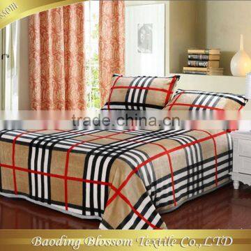 Polyester/Polyamide Microfiber Blanket HRM Bedding Set Stripe & Checker Printing 3pcs Bedding Blanket Set Fashion Textile