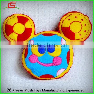 Colorful Fleece Felt Plush Stuffed Mickey Mouse Head Cushion