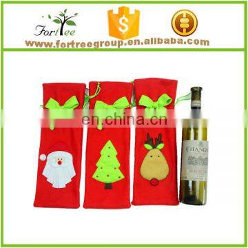 red christmas wine bottle cover home party decoration, custom christmas santa wine bottle cover