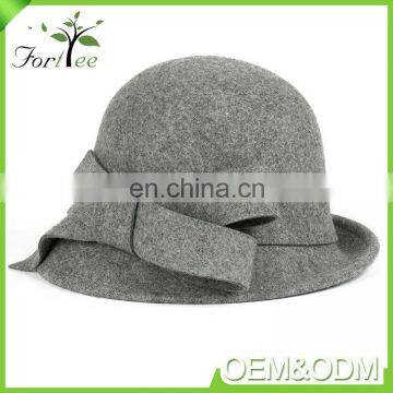 Promotion Fashion Korea Style Khaki Bowknot Felt Winter Women Fascinator Wide Brim Hat photo-5