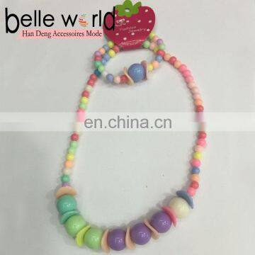 Plastic Elastic Necklace Bracelet Jewellery Set for kids Wholesale