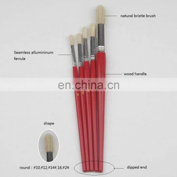 Eco-friendly Short Wooden Handle Aluminium Artist Bristle Brushes